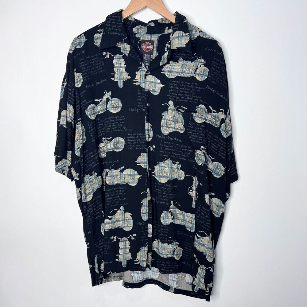 Harley Davidson Button Up Short Sleeve Made In HI Ride To Live Graphic Men 2XL
